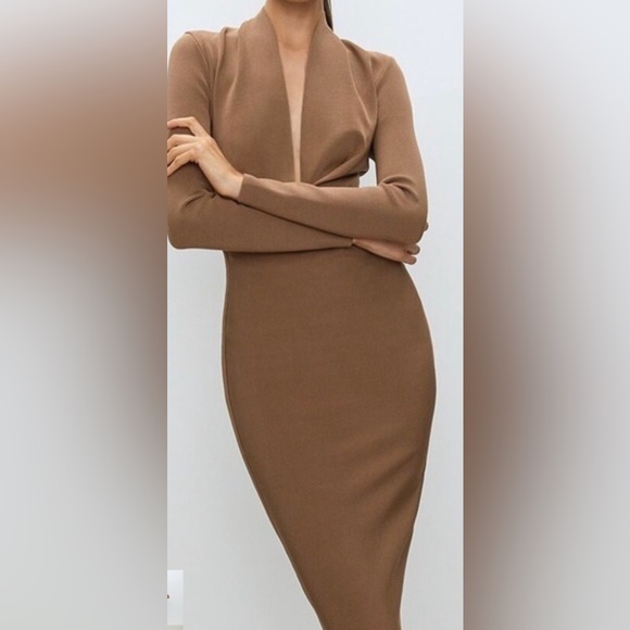 BABATON | Vandelay Dress | Women Size XS | Aritzia | Bandage Dress | NWT | Camel - Picture 1 of 10